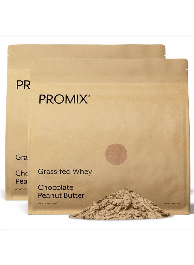 Promix Whey Protein Powder, Chocolate Peanut Butter - 5lb Bulk - Grass-Fed & 100% All Natural - ­Post Workout Fitness & Nutrition Shakes, Smoothies, Baking & Cooking Recipes - Gluten-Free