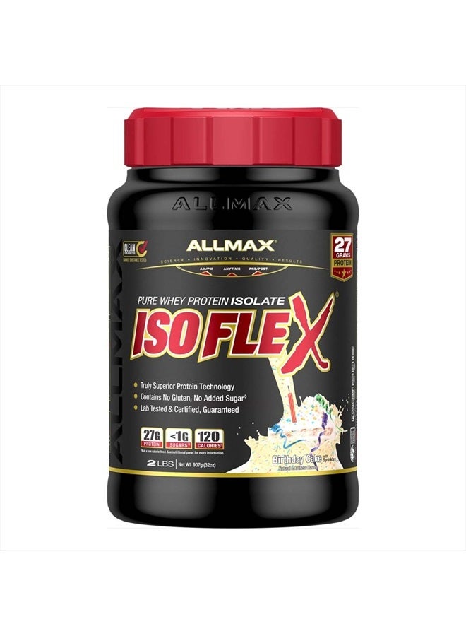 ISOFLEX Whey Protein Powder, Whey Protein Isolate, 27g Protein, Birthday Cake, 2 Pound