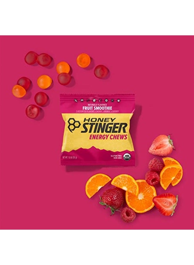 Organic Fruit Smoothie Energy Chew | Gluten Free & Caffeine Free | for Exercise, Running and Performance | Sports Nutrition for Home & Gym, Pre and Mid Workout | 12 Pack, 21.6 Ounce