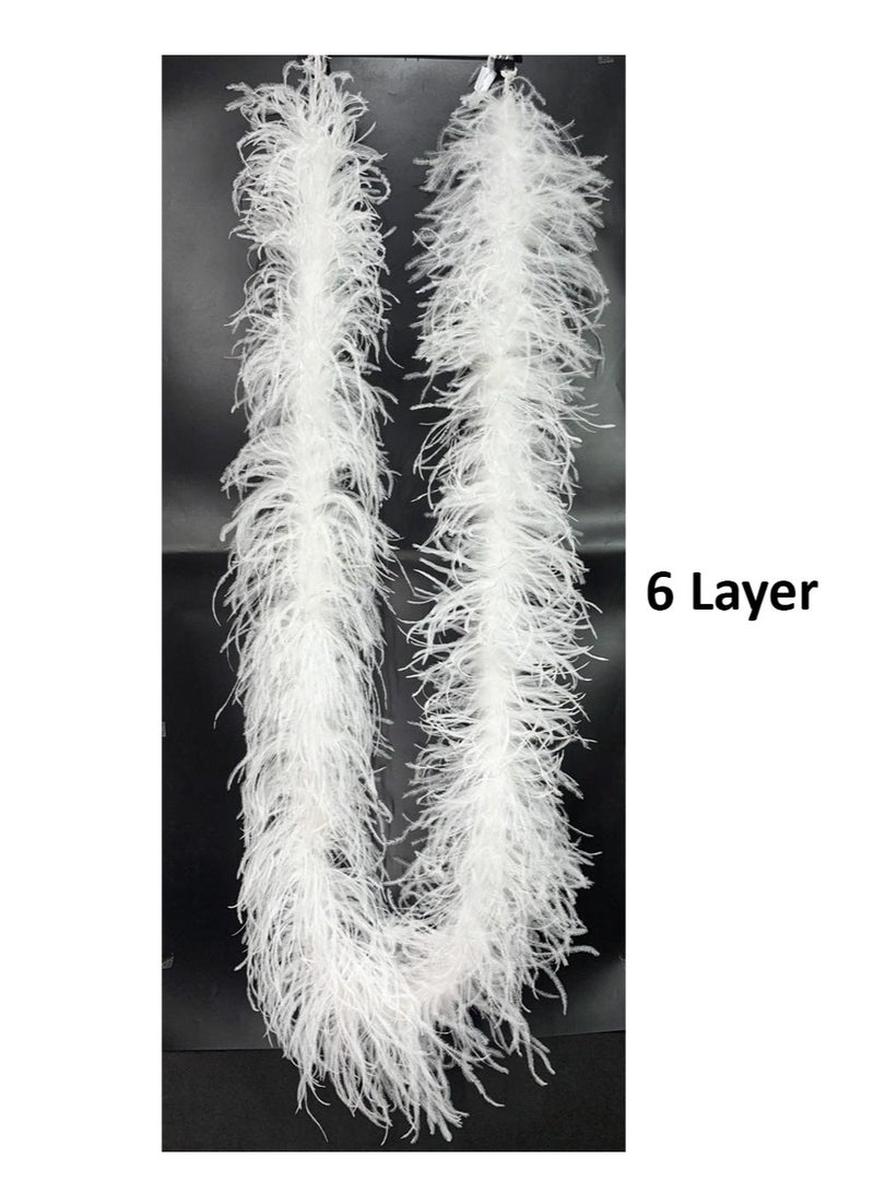 6 Layer 1pc Natural Ostrich Feather, 2m White Color.