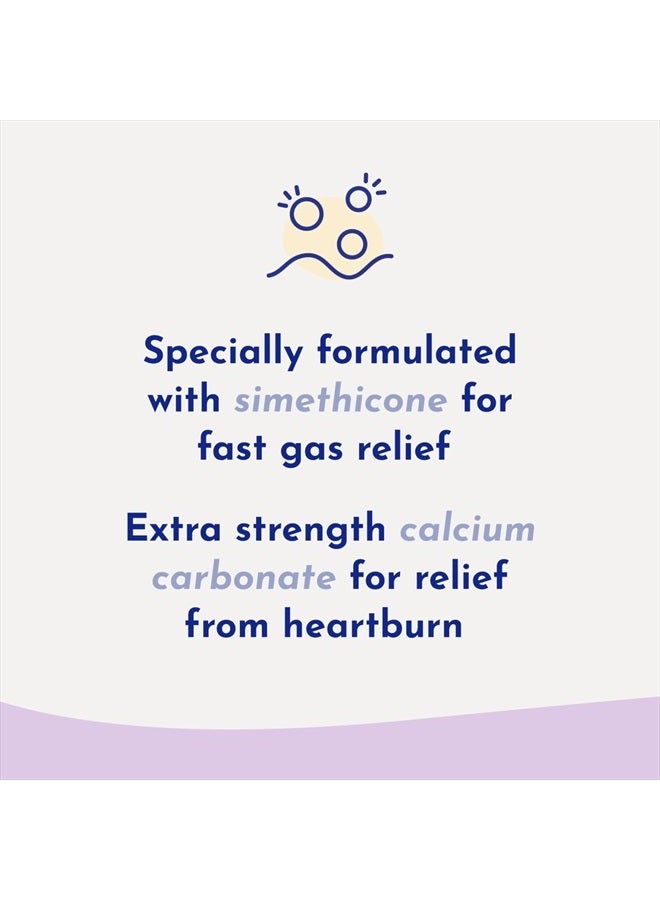 Total Relief Chewable Tablets with Maximum Strength Gas Relief Simethicone 250 mg and Heartburn Relief Calcium Carbonate 750 mg, Bloating Relief, Mixed Berries - 65 Count