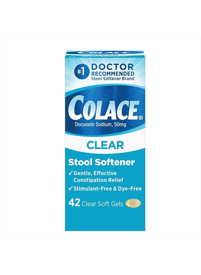 Clear Stool Softener Soft Gel Capsules Constipation Relief 50mg Docusate Sodium Doctor Recommended 42ct