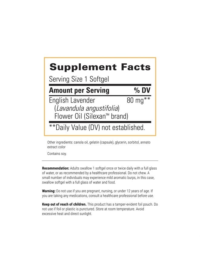 – Lavela WS 1265 - Clinically Studied Lavender Essential Oil Supplement - Calms Nervousness* - Reduces Stress* - 60 Softgels, 2 Pack