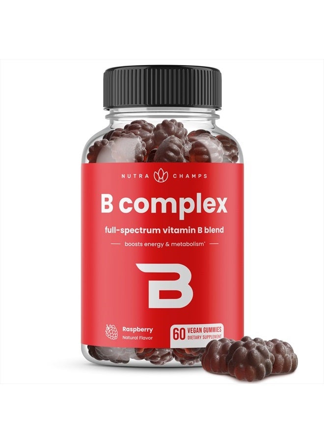 Vitamin B Complex Gummies | Vitamin B Gummies for Women, Men & Kids | Boosts Energy & Metabolism | B Complex Vitamins B1, B2 (Riboflavin), B3 (Niacin), B5, B6, B7 (Biotin), B9 (Folic Acid), Methyl B12