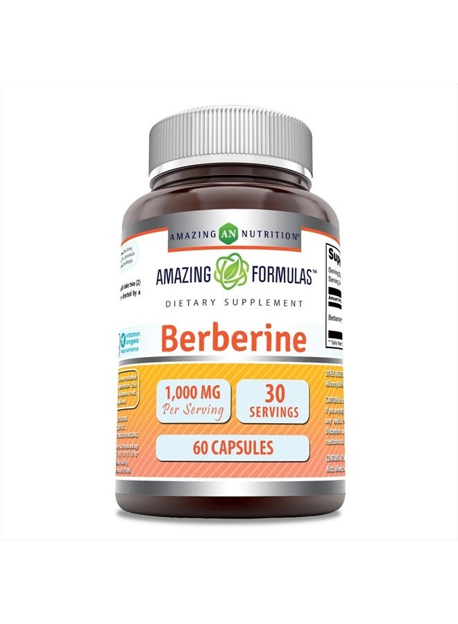 Amazing Formulas Berberine 1000mg Per Serving 60 Capsules Supplement | Non GMO | Gluten Free | Made in USA