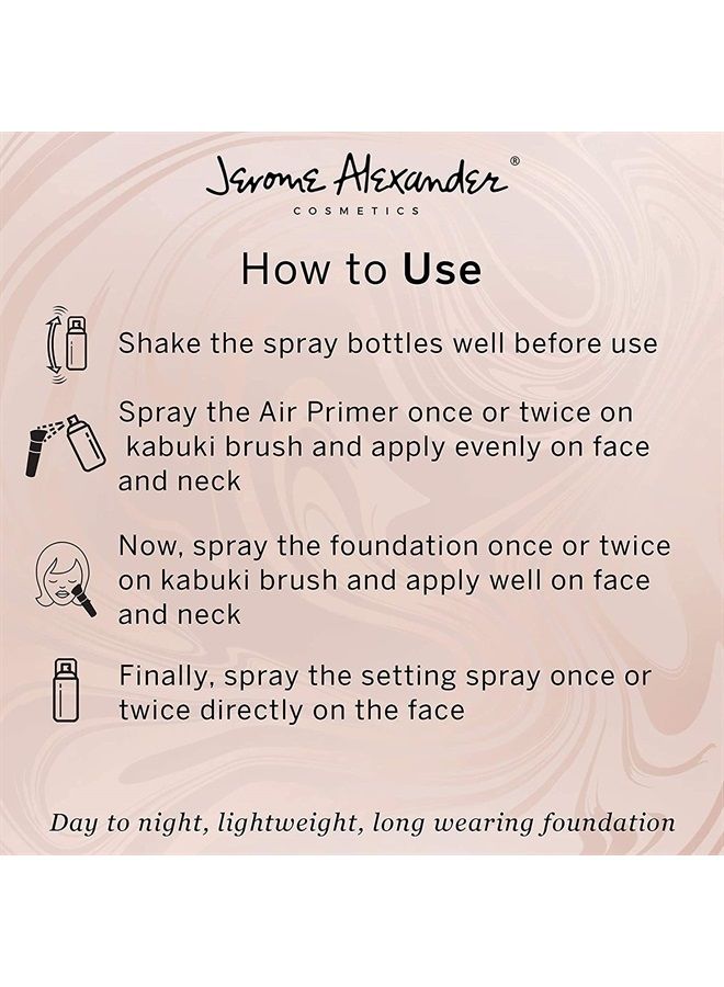MagicMinerals Deluxe AirBrush Foundation by Jerome Alexander – 5pc Spray Makeup Set with Anti-aging Ingredients for Smooth Radiant Skin (Warm Medium)