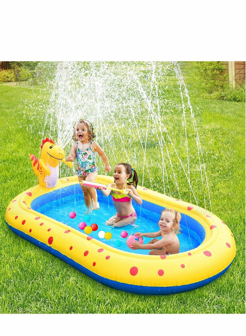 Inflatable Kiddie Pool Sprinkler, 3 in 1 Outdoor Water Toys for Kids Toddlers Summer Outside Backyard Splash Play mat 2-13 Years Old Boys and Girls