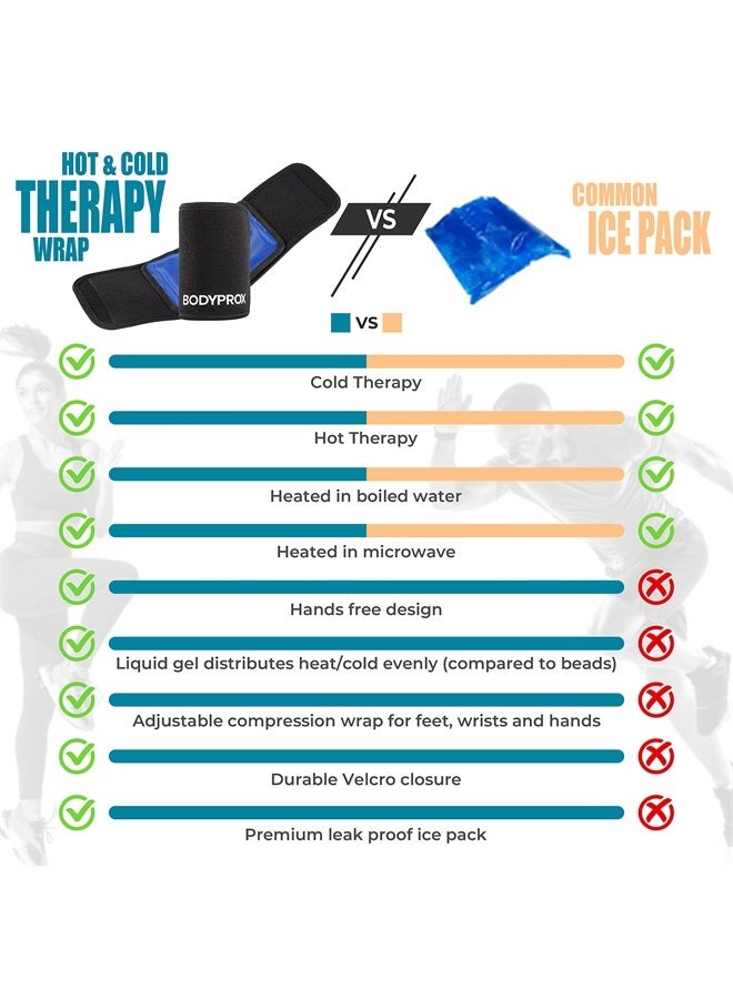 Cold & Hot Therapy Wrap, Reusable Gel Pack for Pain Relief. Great for Sprains, Muscle Pain, Bruises, Injuries, Etc. (Foot, Arm, Elbow, Ankle).