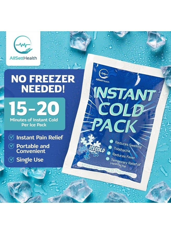 25 Packs Instant Ice Cold Pack (6” x 4.5”) - Disposable Instant Ice Packs for Injuries | Cold Compress Ice Pack for Pain Relief, Swelling, First Aid, Toothache, Athletes & Outdoor Activities