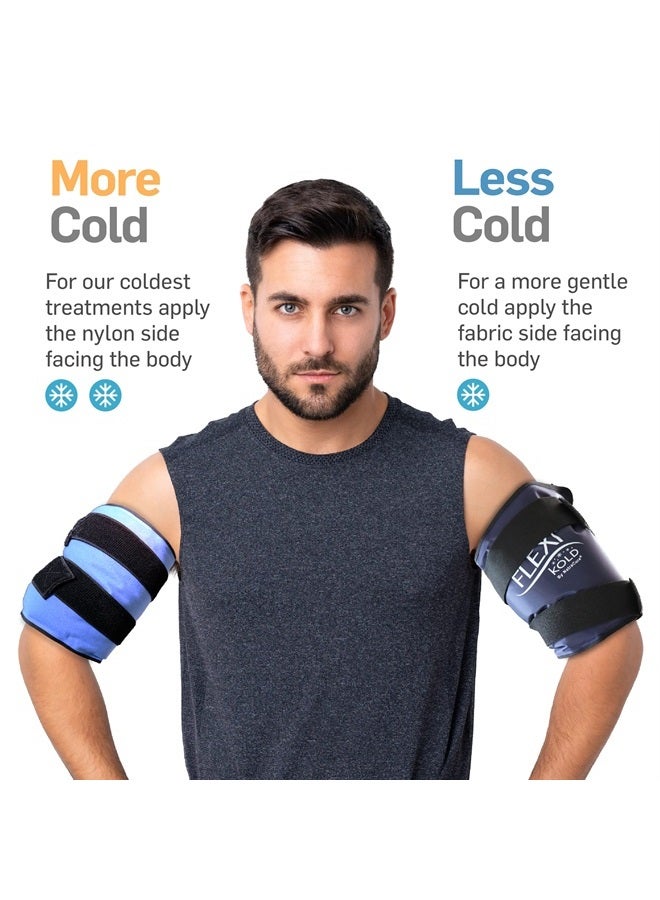 FlexiKold Reusable Gel Large Ice Pack with Straps – Cold Compress Gel Cold Pack for Injuries – Flexible Medical Ice Wrap for Back, Shoulders, Legs, Knees, Sciatica, Muscle Pain – Standard