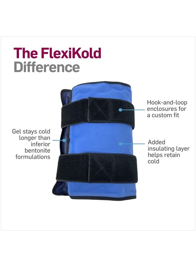 FlexiKold Reusable Gel Large Ice Pack with Straps – Cold Compress Gel Cold Pack for Injuries – Flexible Medical Ice Wrap for Back, Shoulders, Legs, Knees, Sciatica, Muscle Pain – Standard