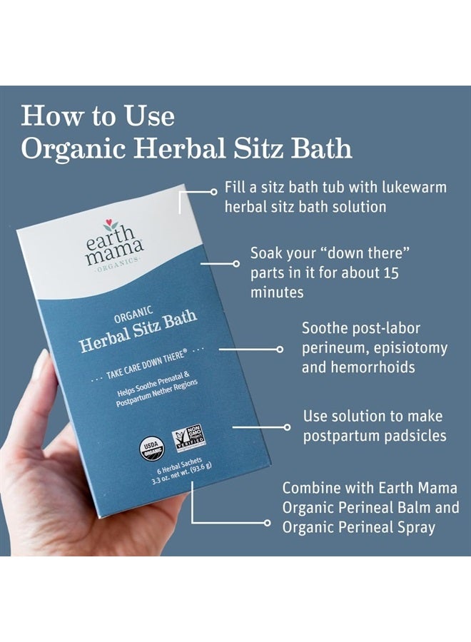 Organic Herbal Sitz Bath | Pregnancy & Postpartum Care, Soothing Sitz Bath for Hemorrhoids Recovery with Witch Hazel, & Calendula (6-Count, 2-Pack)