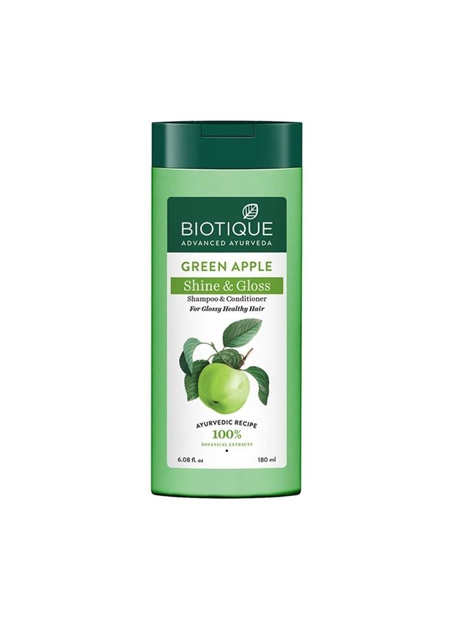 Bio Green Apple Fresh Daily Purifying Shampoo and Conditioner for Oily Scalp and Hair, 180ml