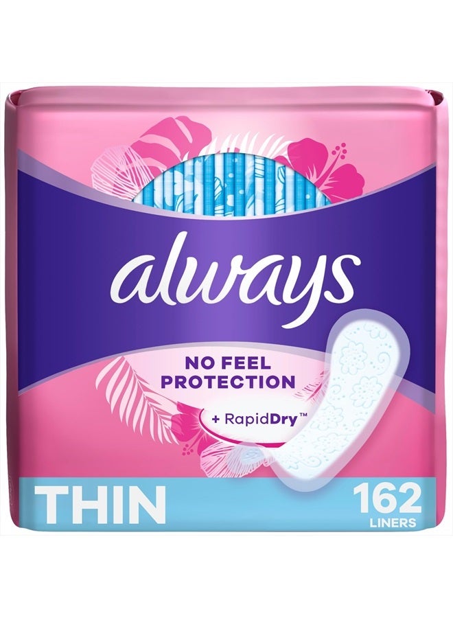 Thin Daily Panty Liners For Women, Light Absorbency, Unscented, 162 Count (Packaging May Vary)