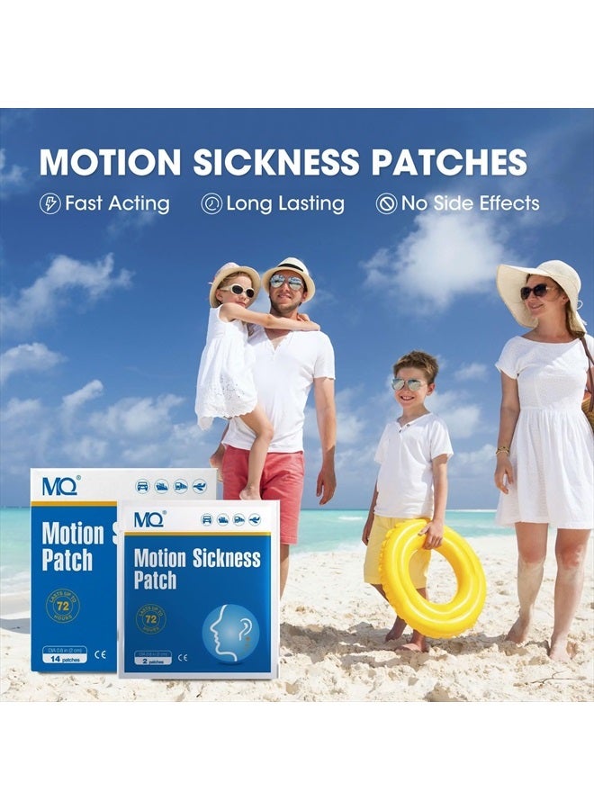 14ct Motion Sickness Patches Non Drowsy, Sea Sickness Patch Behind Ear for Cruise Ship Travel, Waterproof Car Sick Patches Fast Acting & Long Last up to 72H