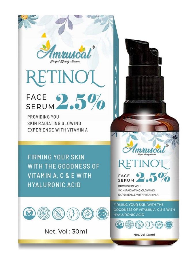 Retinol 2.5% Face Serum For Skin Whitening Vitamin C Serum For Face Pigmentation Radiant Skin Anti Blemishes & Anti Aging Serum ; Soother & Brighten Skin ; Wrinkle Reducer 30 Ml