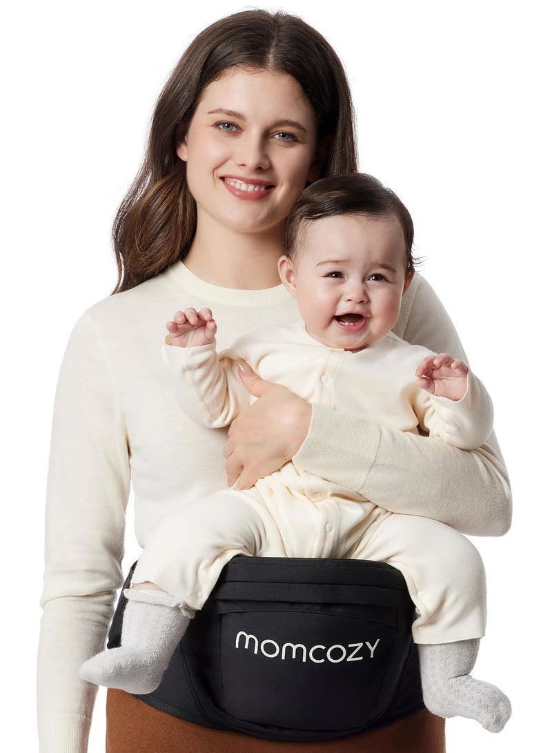 Hip Seat Baby Carrier - Adjustable Waistband with Original 3D Belly Protector, Ergonomic Carrier with Various Pockets for Newborns & Toddlers up to 45lbs