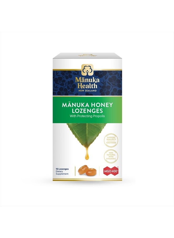 Manuka Honey Lozenges – 15 Propolis Lozenges – Natural Throat Lozenges Infused with Raw Manuka Honey, New Zealand Propolis and Vitamin C for Immune Support