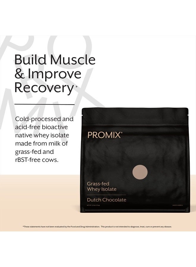 Promix Whey Protein Isolate Powder, Chocolate - 5lb Bulk - Grass-Fed & 100% All Natural - ­Post Workout Fitness & Nutrition Shakes, Smoothies, Baking & Cooking Recipes - Gluten-Free & Keto-Friendly