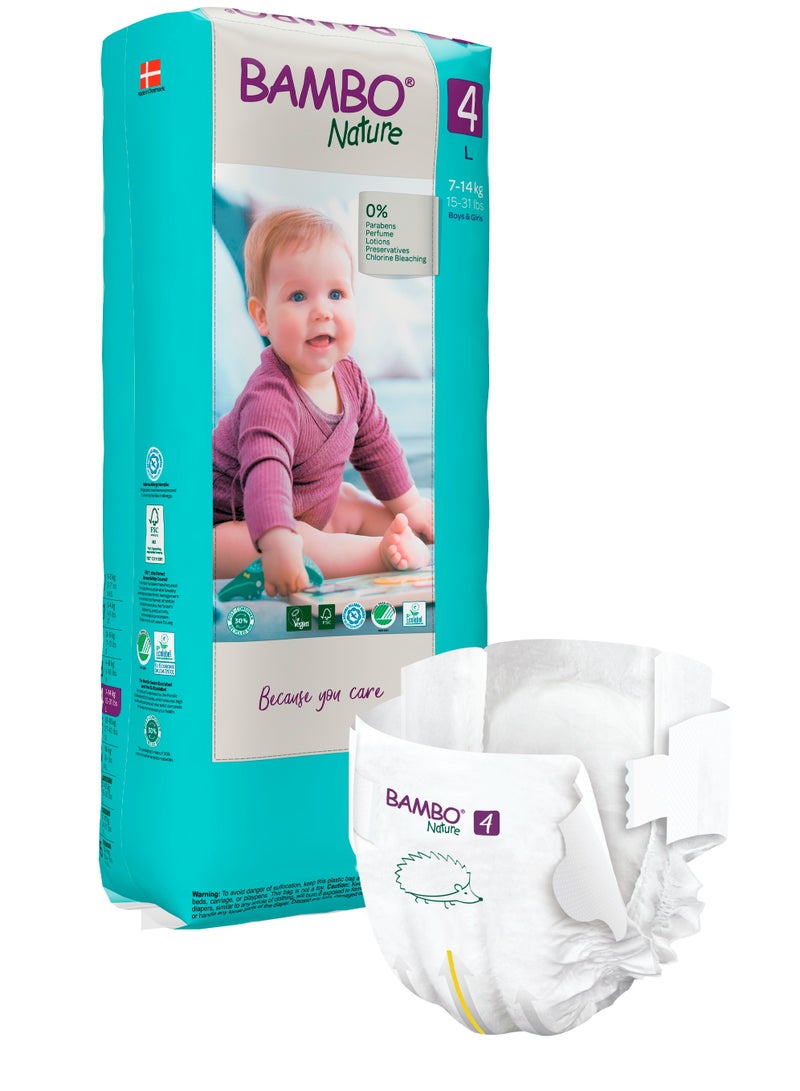 Bambo Nature Eco Friendly Diapers,Size4, 7-14kg 48 pcs Tall Pack