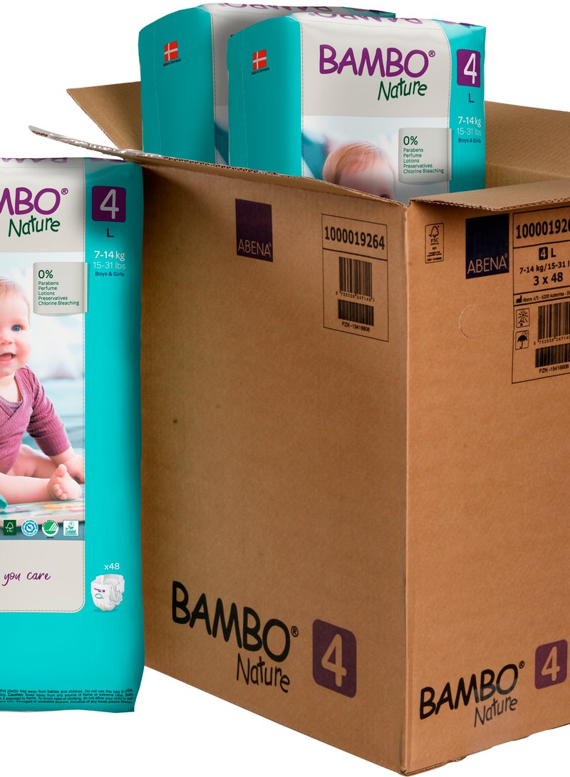 Bambo Nature Eco Friendly Diapers,Size4, 7-14kg 48 pcs Tall Pack