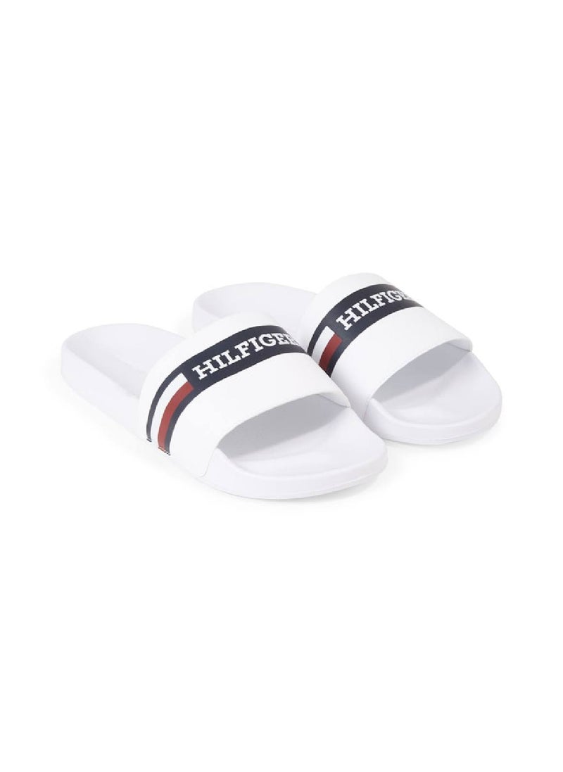 Men's Signature Hilfiger Monotype Pool Slides -  Polyester mix upper, White