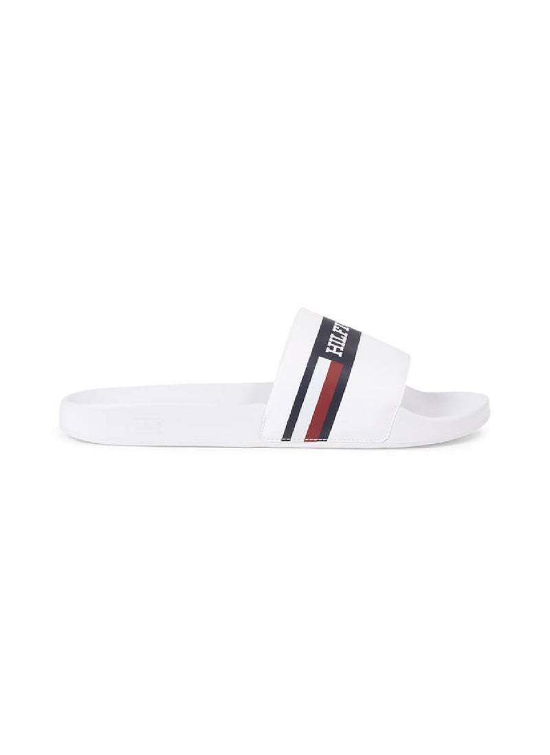 Men's Signature Hilfiger Monotype Pool Slides -  Polyester mix upper, White