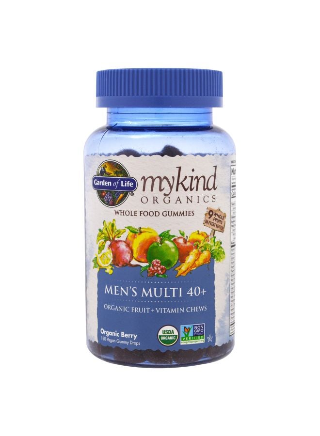 MyKind Organics Men's Multi 40+ - 120 Vegan Gummy Drops - Organic Berry Flavor