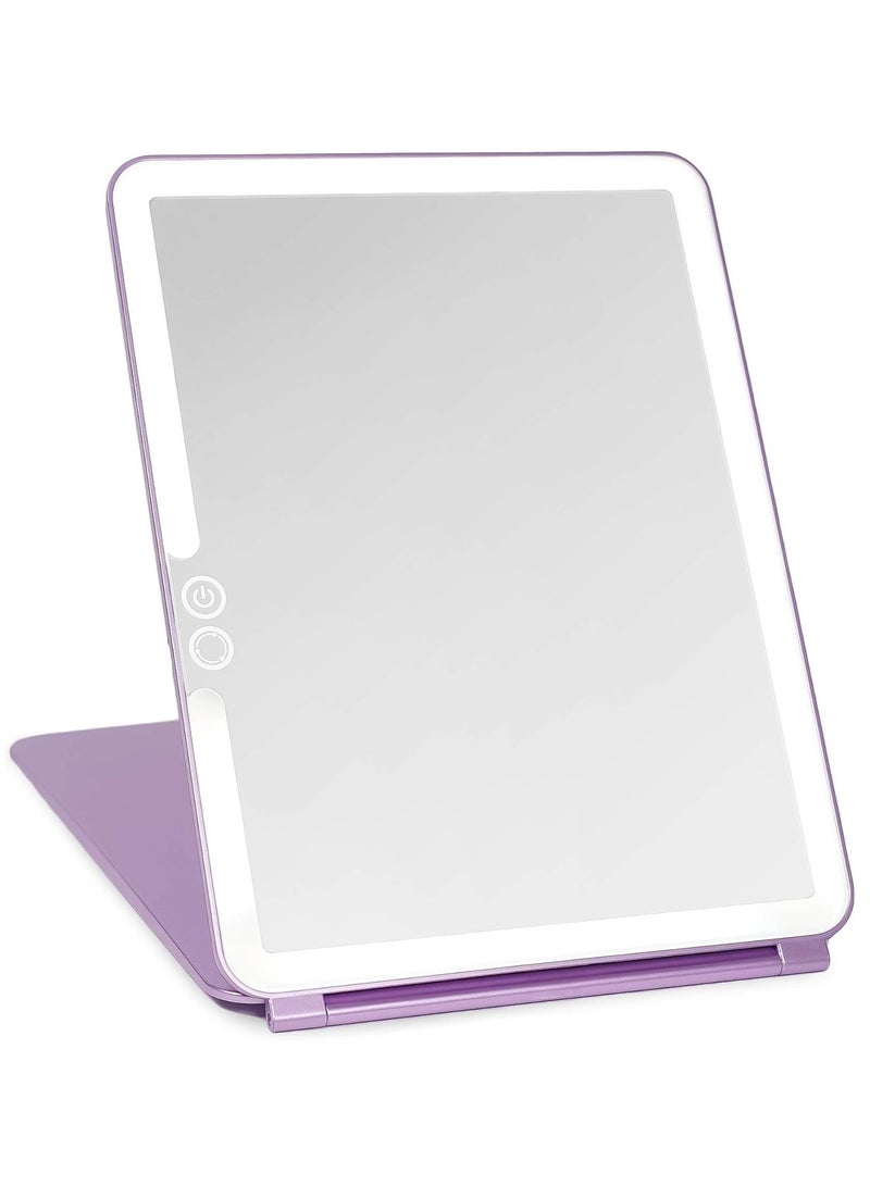 LUNA London Eclipse LED Lighted Travel Vanity Makeup Mirror | 3 Colour Light, Compact, Portable, Lighted, Rechargeable, Illuminated Mirror | Perfect for Travel, Makeup & Beauty Needs | Lavender