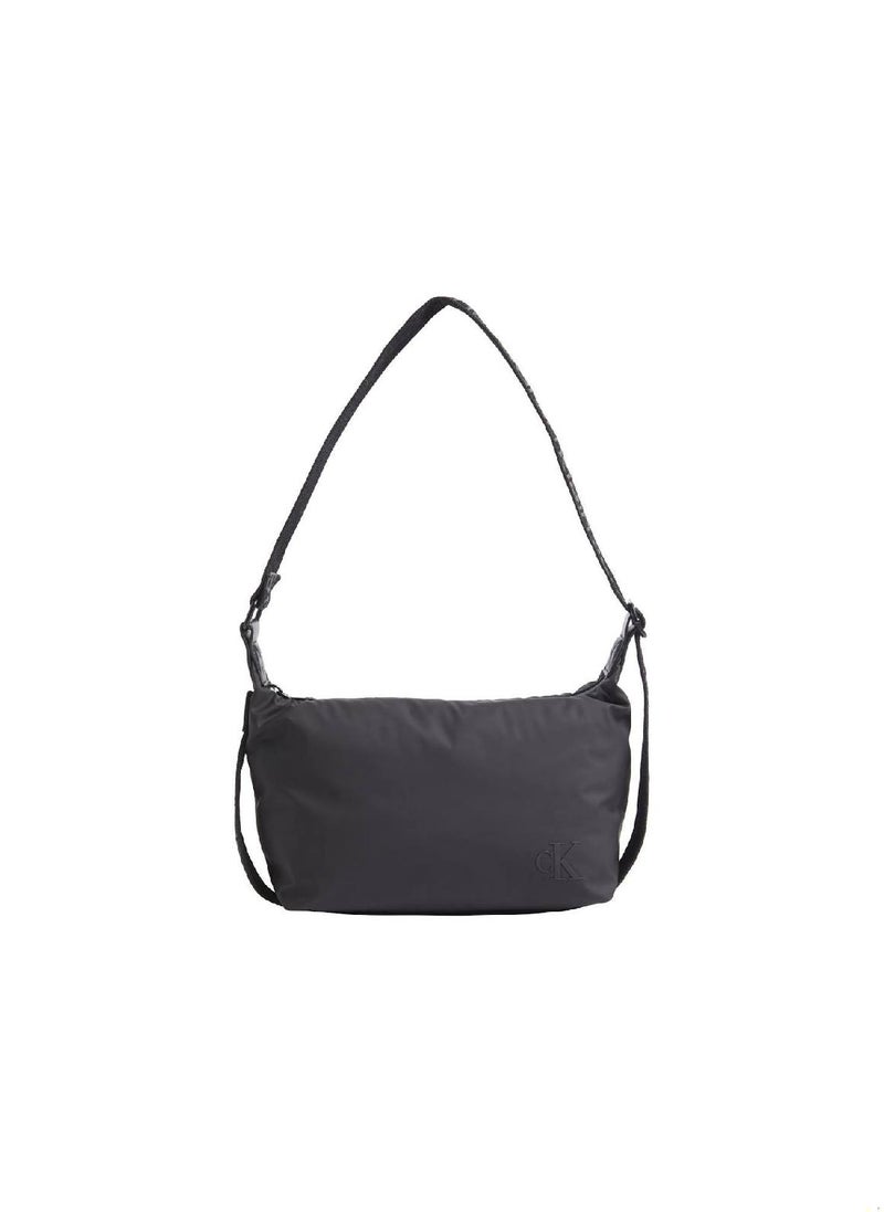 Women's Shoulder Bag -  soft recycled polyester exterior, Black