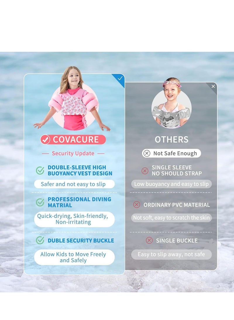 Swim Vest Float for Girls and Boys Floaties for Learn Swiming Training, Infant Safety Aid Jacket, Pool Jackets with Arm Water Wing for 2-8 Years Old