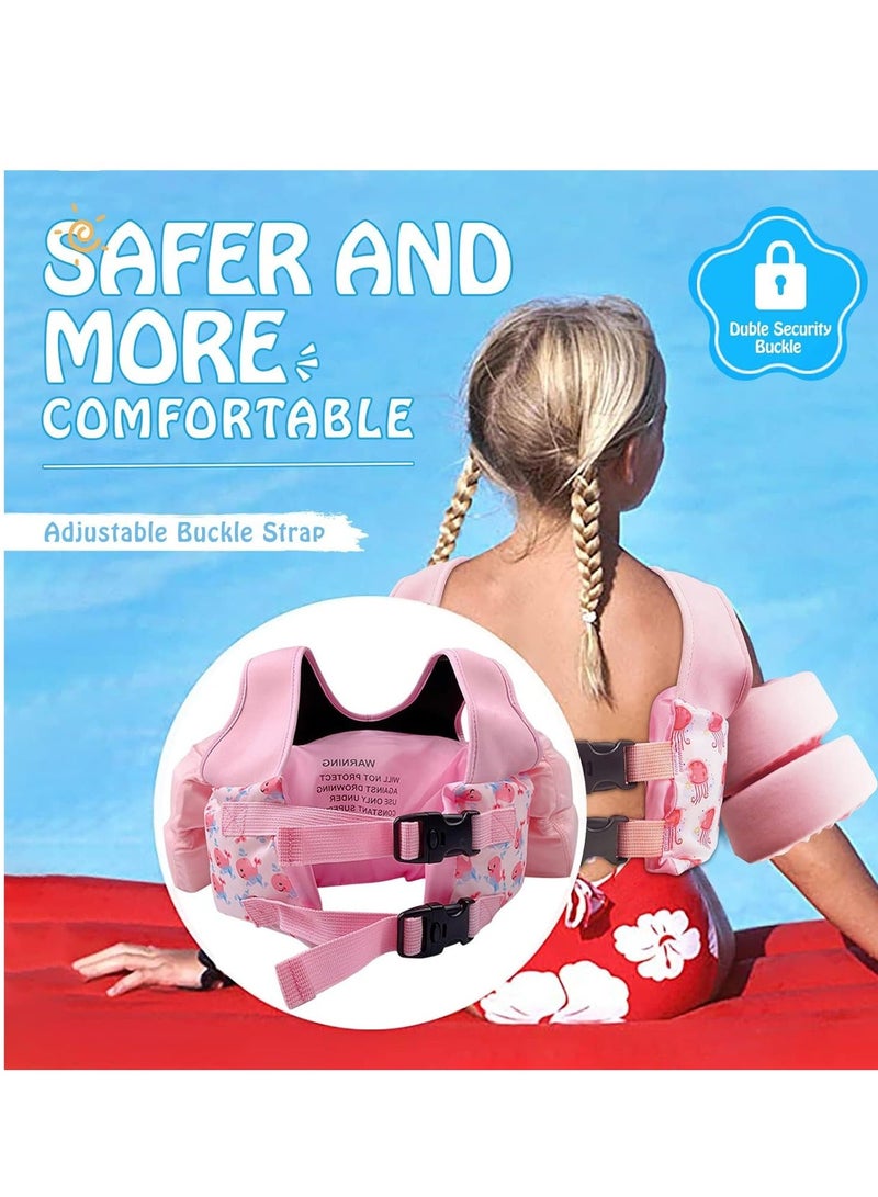 Swim Vest Float for Girls and Boys Floaties for Learn Swiming Training, Infant Safety Aid Jacket, Pool Jackets with Arm Water Wing for 2-8 Years Old