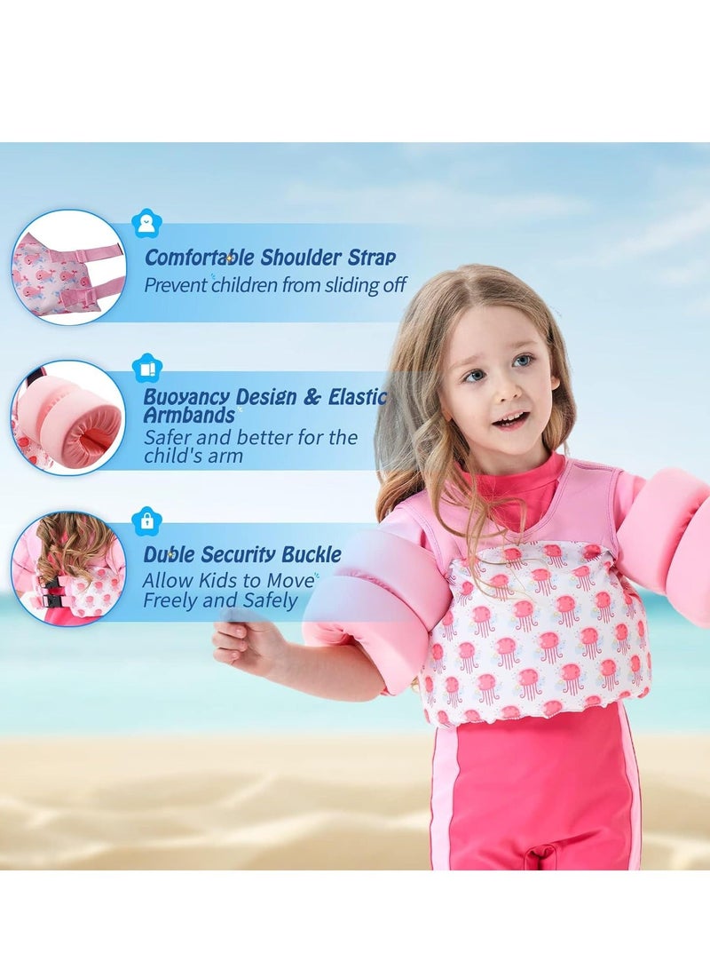 Swim Vest Float for Girls and Boys Floaties for Learn Swiming Training, Infant Safety Aid Jacket, Pool Jackets with Arm Water Wing for 2-8 Years Old
