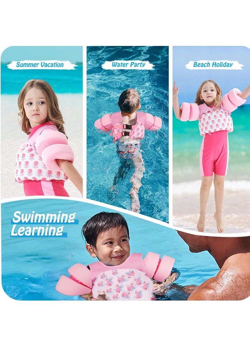 Swim Vest Float for Girls and Boys Floaties for Learn Swiming Training, Infant Safety Aid Jacket, Pool Jackets with Arm Water Wing for 2-8 Years Old