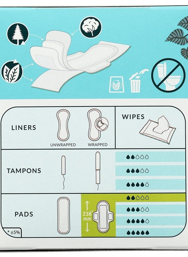 Natracare Slim Fitting Ultra Pads with Wings, Regular, Made with Certified Organic Cotton, Ecologically Certified Cellulose Pulp and Plant Starch (12 Pack, 168 Pads Total)