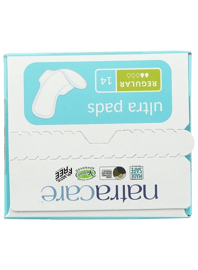 Natracare Slim Fitting Ultra Pads with Wings, Regular, Made with Certified Organic Cotton, Ecologically Certified Cellulose Pulp and Plant Starch (12 Pack, 168 Pads Total)
