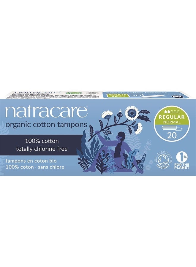 Natracare Non-Applicator 100% Organic Cotton Tampons, Regular, Totally Chlorine Free, Biodegradable and Compostable (12 Pack, 240 Tampons Total)