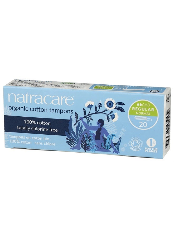 Natracare Non-Applicator 100% Organic Cotton Tampons, Regular, Totally Chlorine Free, Biodegradable and Compostable (12 Pack, 240 Tampons Total)