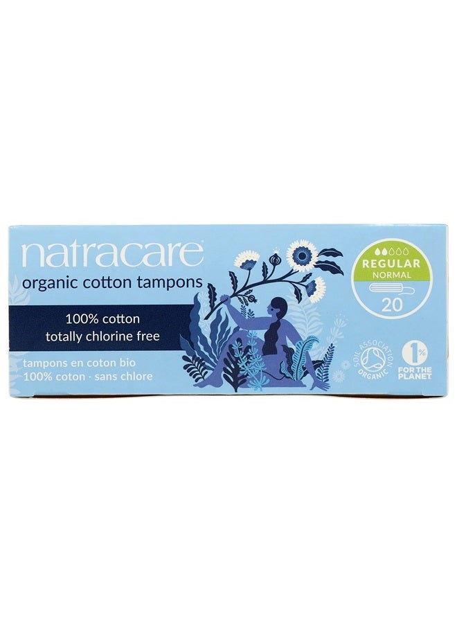 Natracare Non-Applicator 100% Organic Cotton Tampons, Regular, Totally Chlorine Free, Biodegradable and Compostable (12 Pack, 240 Tampons Total)