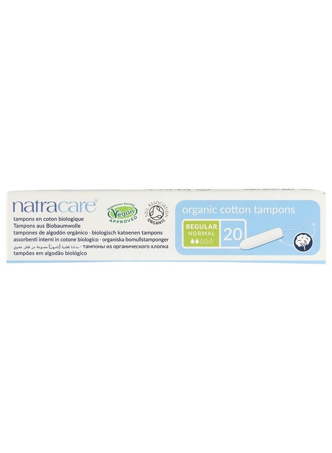 Natracare Non-Applicator 100% Organic Cotton Tampons, Regular, Totally Chlorine Free, Biodegradable and Compostable (12 Pack, 240 Tampons Total)