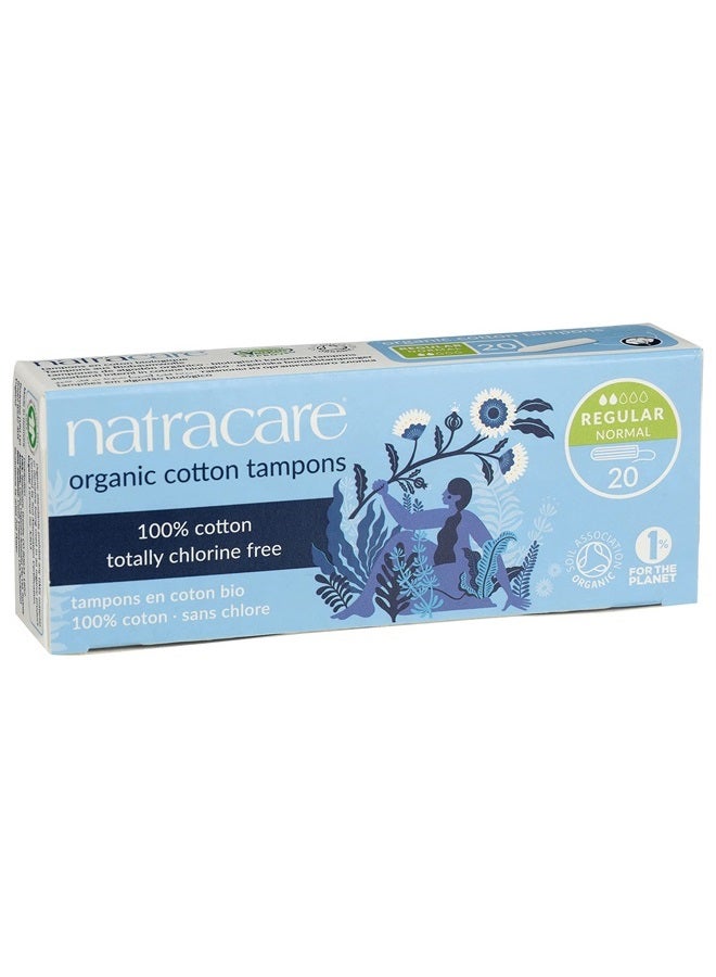 Natracare Non-Applicator 100% Organic Cotton Tampons, Regular, Totally Chlorine Free, Biodegradable and Compostable (12 Pack, 240 Tampons Total)