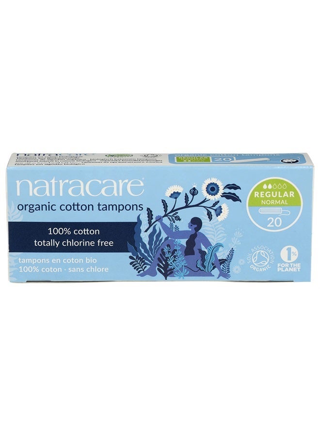 Natracare Non-Applicator 100% Organic Cotton Tampons, Regular, Totally Chlorine Free, Biodegradable and Compostable (12 Pack, 240 Tampons Total)