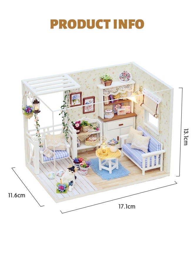 DIY Miniature Dollhouse Kit with Furniture, Creative Tiny Room kit Doll House LED Light Accessories Plus Dust Proof, Romantic Artwork Gift (Kitten Diary)