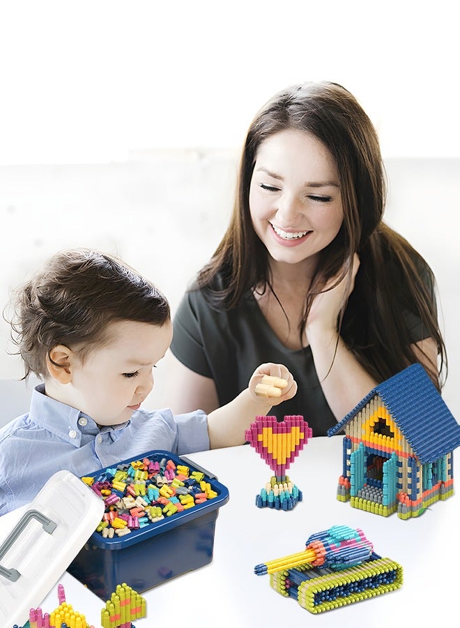 640 PCs Building Blocks Set Construction Toy with Box, Learning Playset STEM Toy Set Educational Kit, Colorful Child Brain Development Preschool Toys Montessori Toys for Kids