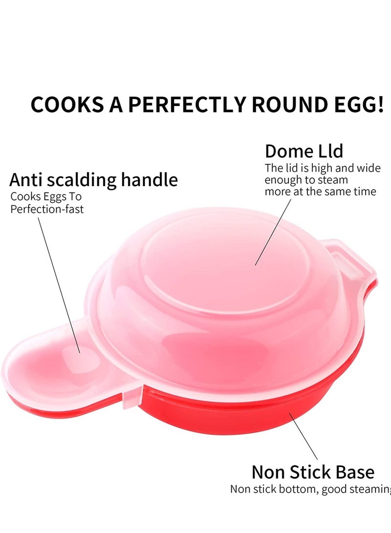 Microwave Egg Cooker, 1 Minute Fast Egg Hamburg Omelet Maker Kitchen Cooking Tool 2 sets (Red)