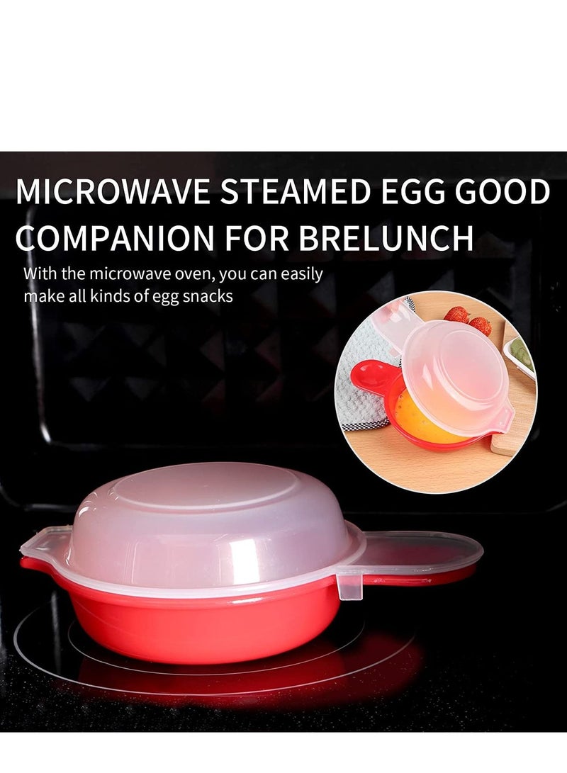 Microwave Egg Cooker, 1 Minute Fast Egg Hamburg Omelet Maker Kitchen Cooking Tool 2 sets (Red)