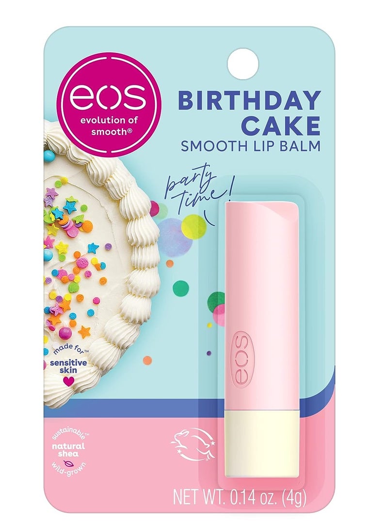 eos Natural Shea Lip Balm- Birthday Cake, All-Day Moisture Lip Care Products, 0.14 oz