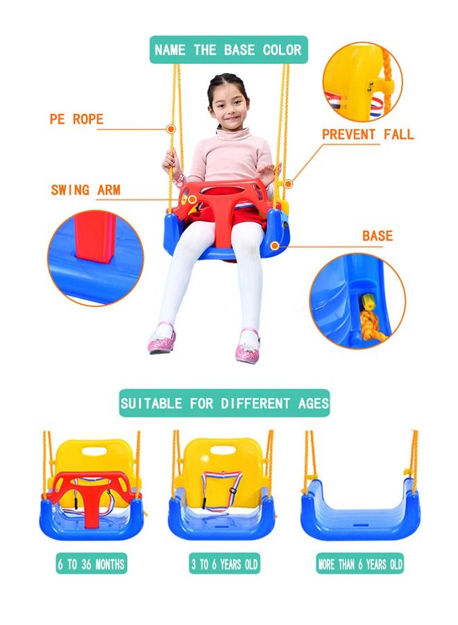 3 In 1 Baby Swing Chair Set With Rope Patio Kids Swing Seat Detachable Hanging Basket