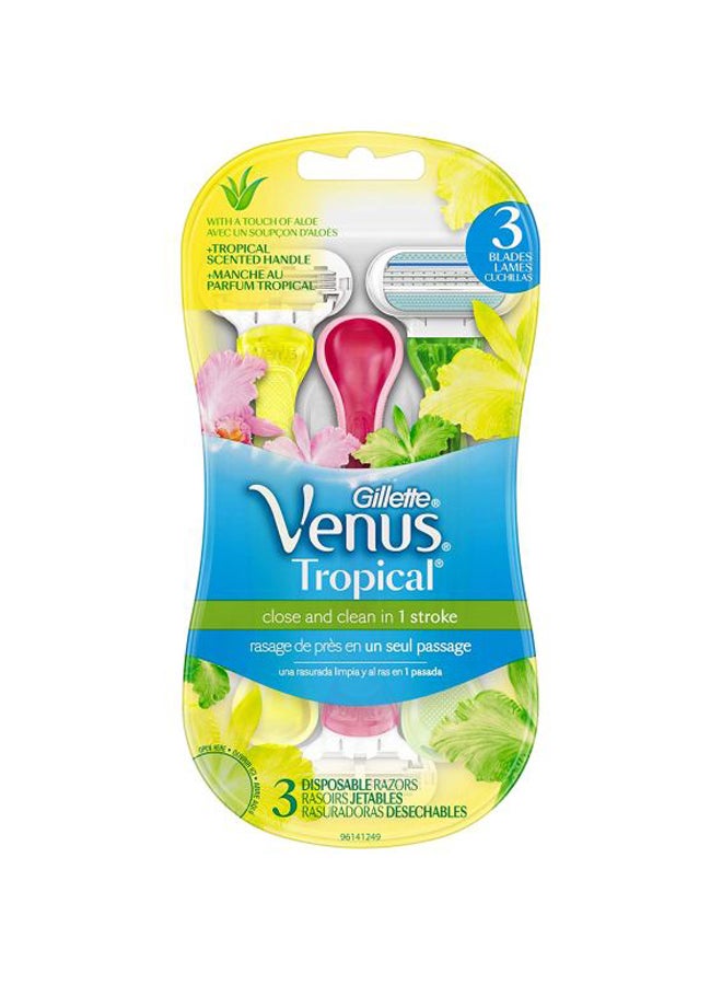 Venus Tropical Disposable Women's Razor, 3 Count Multi