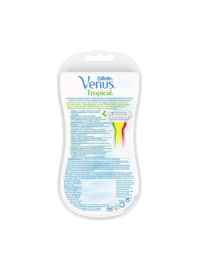 Venus Tropical Disposable Women's Razor, 3 Count Multi